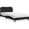 Image de Lit avec matelas noir et blanc 100x200 cm similicuir 3208708