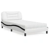 Image de Lit avec matelas blanc et noir 100x200 cm similicuir 3208709