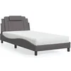 Image de Lit simple 100x200 en mdf matelas oreiller sommier tete de lit - sommier a lattes gris