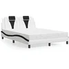 Image de Bed met matras kunstleer wit en zwart 140x190 cm3208795