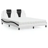 Image de Lit avec Matelas, Lit Rembourré avec Coussin de Tête de Lit, Lit Double, Lit Adulte, Meuble de Chambre à Coucher Intérieur, Blanc et Noir 160x200 cm