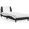 Image de Lit avec Matelas, Lit Rembourré avec Coussin de Tête de Lit, Lit Simple, Lit Adulte, Meuble de Chambre à Coucher Intérieur, Noir et Blanc 90x190 cm