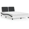 Image de Bed met matras kunstleer wit en zwart 140x190 cm3208865