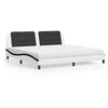 Image de Bed met matras kunstleer wit en zwart 200x200 cm3208893