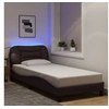 Image de Cadre de Lit avec Lumières LED, Lit Simple avec Coussin de Tête de Lit, Lit Adulte, Meuble de Chambre, Moderne, Marron Foncé 80x200 cm Tissu 3213665