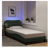 Image de Cadre de Lit avec Lumières LED, Lit Simple avec Coussin de Tête de Lit, Lit Adulte, Meuble de Chambre, Moderne, Gris 3213670