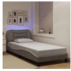 Image de Cadre de Lit avec Lumières LED, Lit Simple avec Coussin de Tête de Lit, Lit Adulte, Meuble de Chambre, Moderne, Taupe 3213673