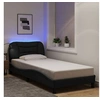 Image de Cadre de Lit avec Lumières LED, Lit Simple avec Coussin de Tête de Lit, Lit Adulte, Meuble de Chambre, Moderne, Noir 3213678