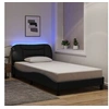 Image de Cadre de Lit avec Lumières LED, Lit Simple avec Coussin de Tête de Lit, Lit Adulte, Meuble de Chambre, Moderne, Noir 3213685
