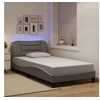 Image de Cadre de Lit avec Lumières LED, Lit Simple avec Coussin de Tête de Lit, Lit Adulte, Meuble de Chambre, Moderne, Taupe 3213687