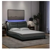 Image de Cadre de Lit avec Lumières LED, Lit Double avec Coussin de Tête de Lit, Lit Adulte, Meuble de Chambre, Moderne, Gris 3213690