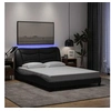 Image de Cadre de Lit avec Lumières LED, Lit Double avec Coussin de Tête de Lit, Lit Adulte, Meuble de Chambre, Moderne, Noir 3213692
