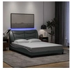 Image de Cadre de Lit avec Lumières LED, Lit Double avec Coussin de Tête de Lit, Lit Adulte, Meuble de Chambre, Moderne, Gris 3213697