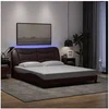 Image de Cadre de Lit avec Lumières LED, Lit Double avec Coussin de Tête de Lit, Lit Adulte, Meuble de Chambre, Moderne, 3213714