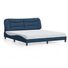 Image de Cadre de Lit avec Lumières LED, Lit Double avec Coussin de Tête de Lit, Lit Adulte, Meuble de Chambre, Moderne, Bleu 180x200 cm Tissu