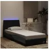 Image de Cadre de Lit avec Lumières LED, Lit Rembourré avec Sommier à Lattes, Lit Simple, Lit Adulte, Moderne, Noir 90x190 cm 3213753