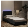 Image de Cadre de Lit avec Lumières LED, Lit Rembourré avec Sommier à Lattes, Lit Simple, Lit Adulte, Moderne, Noir 90x200 cm 3213759