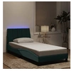 Image de Cadre de Lit avec Lumières LED, Lit Rembourré avec Sommier à Lattes, Lit Simple, Lit Adulte, Moderne, Vert Foncé 3213760