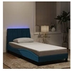 Image de Cadre de Lit avec Lumières LED, Lit Rembourré avec Sommier à Lattes, Lit Simple, Lit Adulte, Moderne, Bleu 90x200 cm 3213761