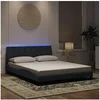 Image de Cadre de Lit avec Lumières LED, Lit Rembourré avec Sommier à Lattes, Lit Double, Lit Adulte, Moderne, Gris Foncé 3213788