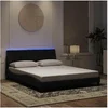 Image de Cadre de Lit avec Lumières LED, Lit Rembourré avec Sommier à Lattes, Lit Double, Lit Adulte, Moderne, Noir 160x200 cm 3213789