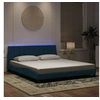 Image de Cadre de Lit avec Lumières LED, Lit Rembourré avec Sommier à Lattes, Lit Double, Lit Adulte, Moderne, Bleu 180x200 cm 3213797