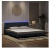 Image de Cadre de Lit avec Lumières LED, Lit Rembourré avec Sommier à Lattes, Lit Double, Lit Adulte, Moderne, Gris Foncé 3213800