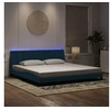 Image de Cadre de Lit avec Lumières LED, Lit Rembourré avec Sommier à Lattes, Lit Double, Lit Adulte, Moderne, Bleu 200x200 cm 3213803