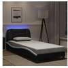 Image de Cadre de Lit avec Lumières LED, Lit Rembourré, Lit Simple, Lit Adulte de Chambre à Coucher Intérieur, Moderne, Noir 3213897