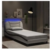 Image de Cadre de Lit avec Lumières LED, Lit Rembourré, Lit Simple, Lit Adulte de Chambre à Coucher Intérieur, Moderne, Blanc Noir 80x200 cm Similicuir
