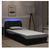 Image de Cadre de Lit avec Lumières LED, Lit Rembourré, Lit Simple, Lit Adulte de Chambre à Coucher Intérieur, Moderne, Noir 3213899