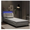 Image de Cadre de Lit avec Lumières LED, Lit Rembourré, Lit Simple, Lit Adulte de Chambre à Coucher Intérieur, Moderne, Blanc 3213900