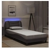Image de Cadre de Lit avec Lumières LED, Lit Rembourré, Lit Simple, Lit Adulte de Chambre à Coucher Intérieur, Moderne, Gris 3213902