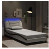 Image de Cadre de Lit avec Lumières LED, Lit Rembourré, Lit Simple, Lit Adulte de Chambre à Coucher Intérieur, Moderne, Blanc 3213905