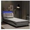Image de Cadre de Lit avec Lumières LED, Lit Rembourré, Lit Simple, Lit Adulte de Chambre à Coucher Intérieur, Moderne, Blanc 3213912