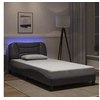Image de Cadre de Lit avec Lumières LED, Lit Rembourré, Lit Simple, Lit Adulte de Chambre à Coucher Intérieur, Moderne, Gris 3213916