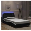 Image de Cadre de Lit avec Lumières LED, Lit Rembourré, Lit Simple, Lit Adulte de Chambre à Coucher Intérieur, Moderne, Noir 3213918