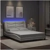 Image de Cadre de Lit avec Lumières LED, Lit Rembourré, Lit Double, Lit Adulte de Chambre à Coucher Intérieur, Moderne, Blanc 3213921