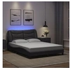 Image de Cadre de Lit avec Lumières LED, Lit Rembourré, Lit Double, Lit Adulte de Chambre à Coucher Intérieur, Moderne, Gris 3213923