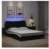 Image de Cadre de Lit avec Lumières LED, Lit Rembourré, Lit Double, Lit Adulte de Chambre à Coucher Intérieur, Moderne, Noir 3213939