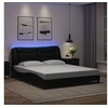 Image de Cadre de Lit avec Lumières LED, Lit Rembourré, Lit Double, Lit Adulte de Chambre à Coucher Intérieur, Moderne, Noir 3213941