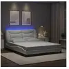 Image de Cadre de Lit avec Lumières LED, Lit Rembourré, Lit Double, Lit Adulte de Chambre à Coucher Intérieur, Moderne, Blanc 3213942