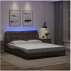 Image de Cadre de Lit avec Lumières LED, Lit Rembourré, Lit Double, Lit Adulte de Chambre à Coucher Intérieur, Moderne, Marron 3213943