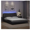 Image de Cadre de Lit avec Lumières LED, Lit Rembourré, Lit Double, Lit Adulte de Chambre à Coucher Intérieur, Moderne, Gris 3213944
