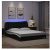 Image de Cadre de Lit avec Lumières LED, Lit Rembourré, Lit Double, Lit Adulte de Chambre à Coucher Intérieur, Moderne, Noir 3213946