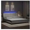 Image de Cadre de Lit avec Lumières LED, Lit Rembourré, Lit Double, Lit Adulte de Chambre à Coucher Intérieur, Moderne, Blanc 3213954
