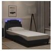 Image de Cadre de Lit avec Lumières LED, Lit Rembourré avec Coussin, Lit Simple, Lit Adulte Chambre, Moderne, Noir 80x200 cm 3213980