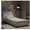 Image de Cadre de Lit avec Lumières LED, Lit Rembourré avec Coussin, Lit Simple, Lit Adulte Chambre, Moderne, Blanc 90x190 cm 3213988