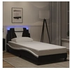 Image de Cadre de Lit avec Lumières LED, Lit Rembourré avec Coussin, Lit Simple, Lit Adulte Chambre, Moderne, Noir Blanc 90x190 cm Similicuir 3213992