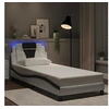 Image de Bedframe met LED-verlichting kunstleer wit en zwart 90x190 cm3213993